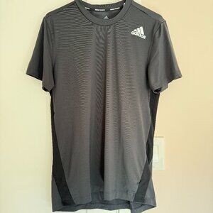 Adidas Aeroready Training Tee Crew Neck Long Sleeve Gray Black Size M